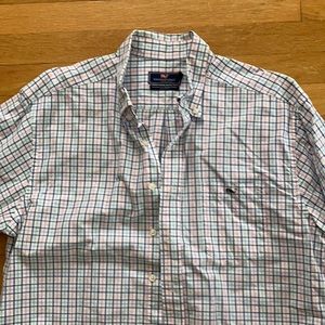 Preppy button down with whale embroidered pocket